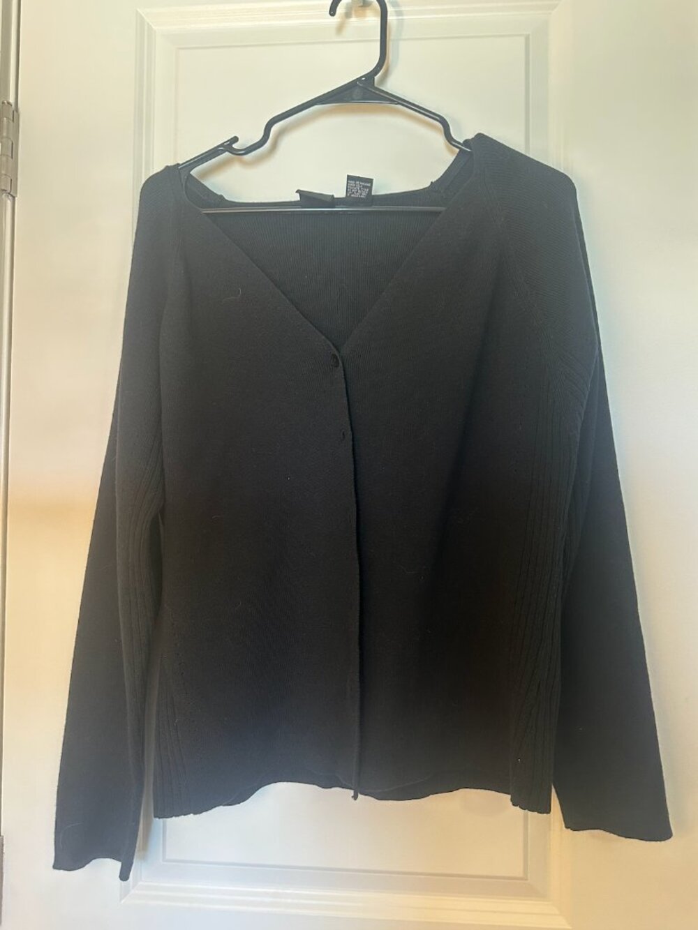 G Knitwear Black Button-Up Ribbed Knit Cardigan